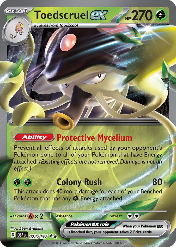 Toedscruel ex 022/197 — Obsidian Flames (English Pokémon TCG card)