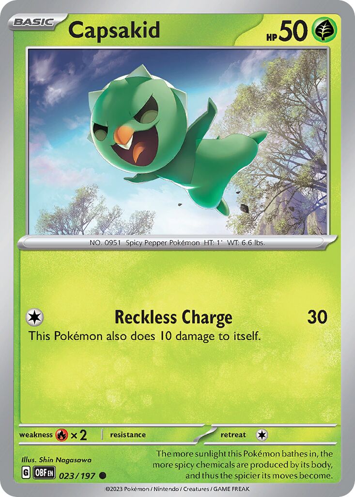 Capsakid 023/197 — Obsidian Flames (English Pokémon TCG card)