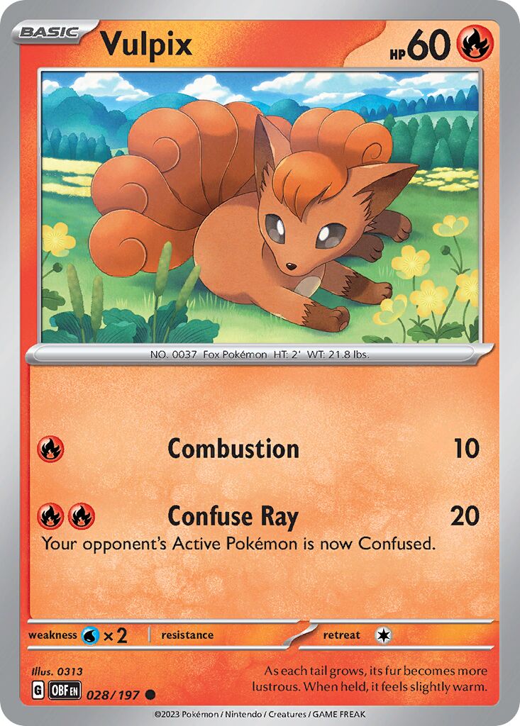 Vulpix 028/197 — Obsidian Flames (English Pokémon TCG card)
