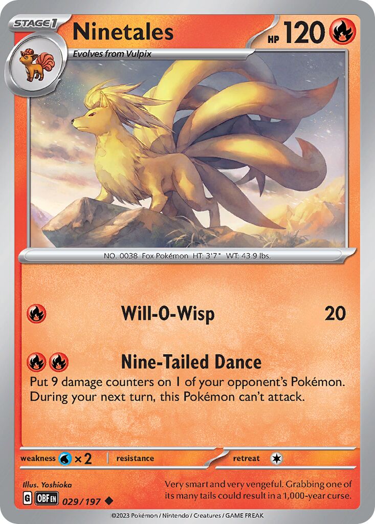 Ninetales 029/197 — Obsidian Flames (English Pokémon TCG card)