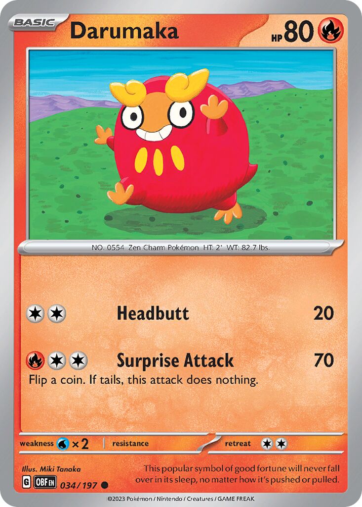Darumaka 034/197 — Obsidian Flames (English Pokémon TCG card)
