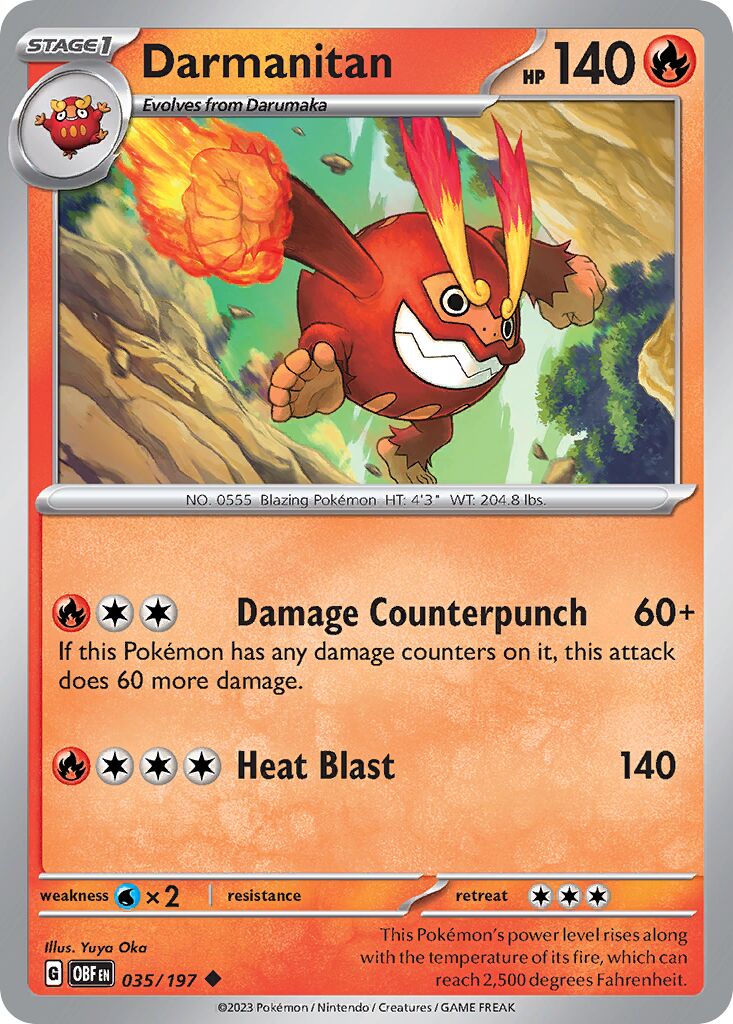 Darmanitan 035/197 — Obsidian Flames (English Pokémon TCG card)