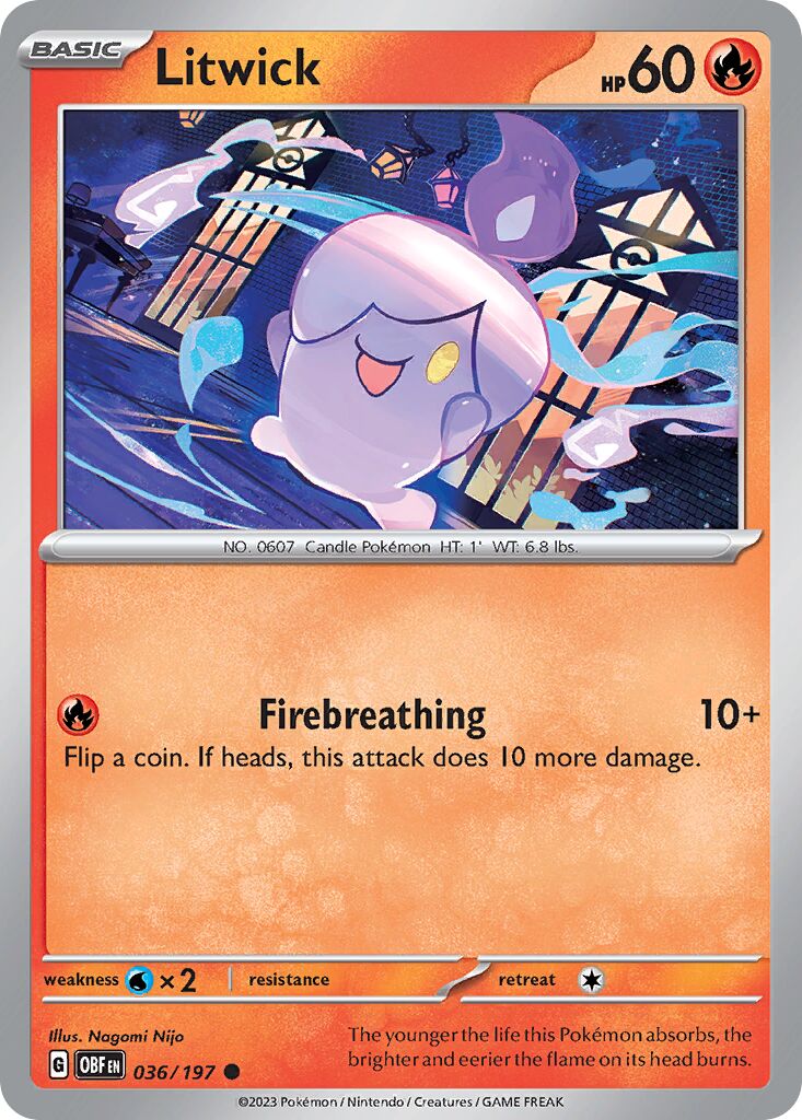 Litwick 036/197 — Obsidian Flames (English Pokémon TCG card)