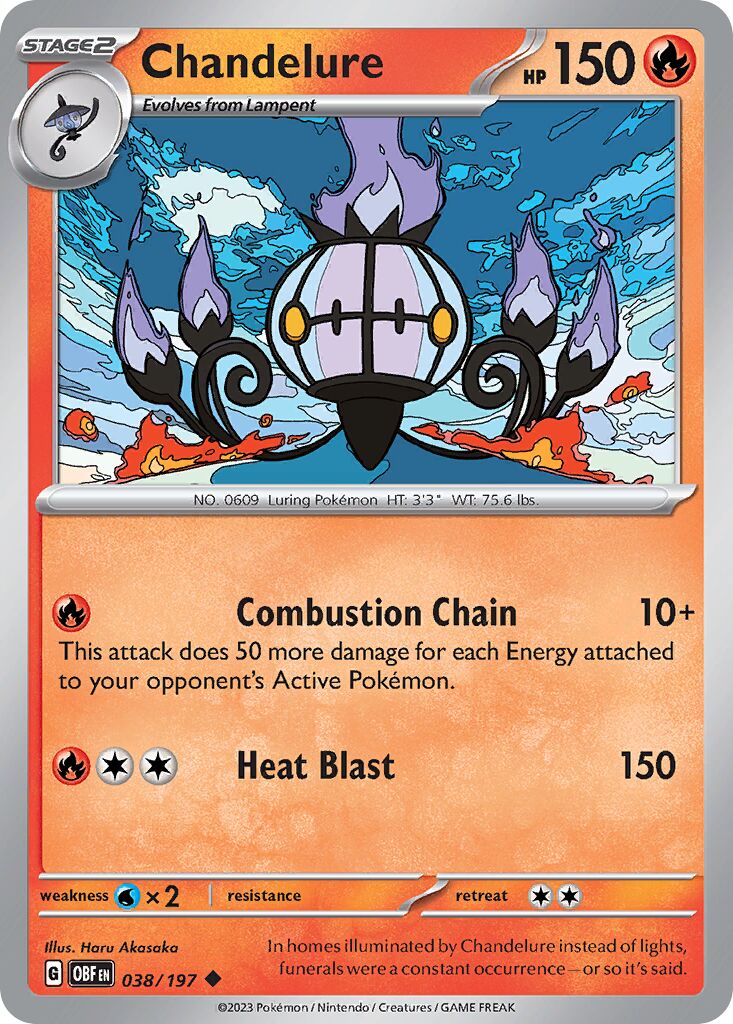 Chandelure 038/197 — Obsidian Flames (English Pokémon TCG card)