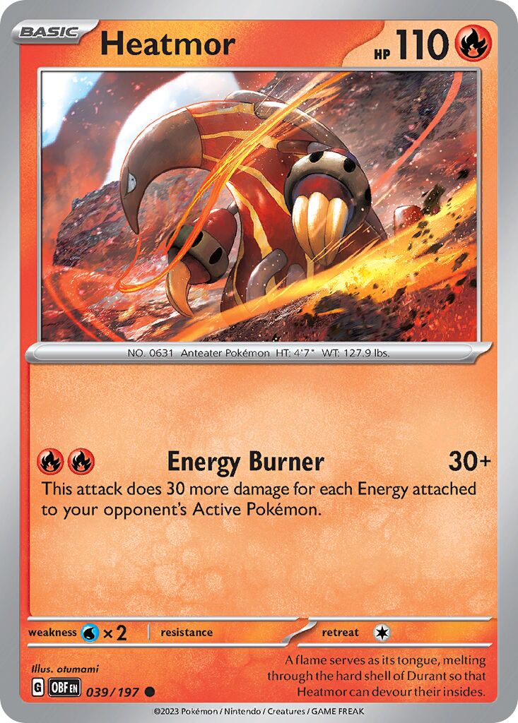 Heatmor 039/197 — Obsidian Flames (English Pokémon TCG card)