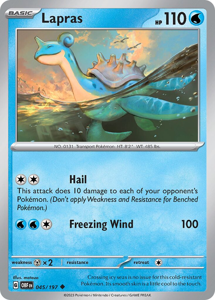 Lapras 045/197 — Obsidian Flames (English Pokémon TCG card)
