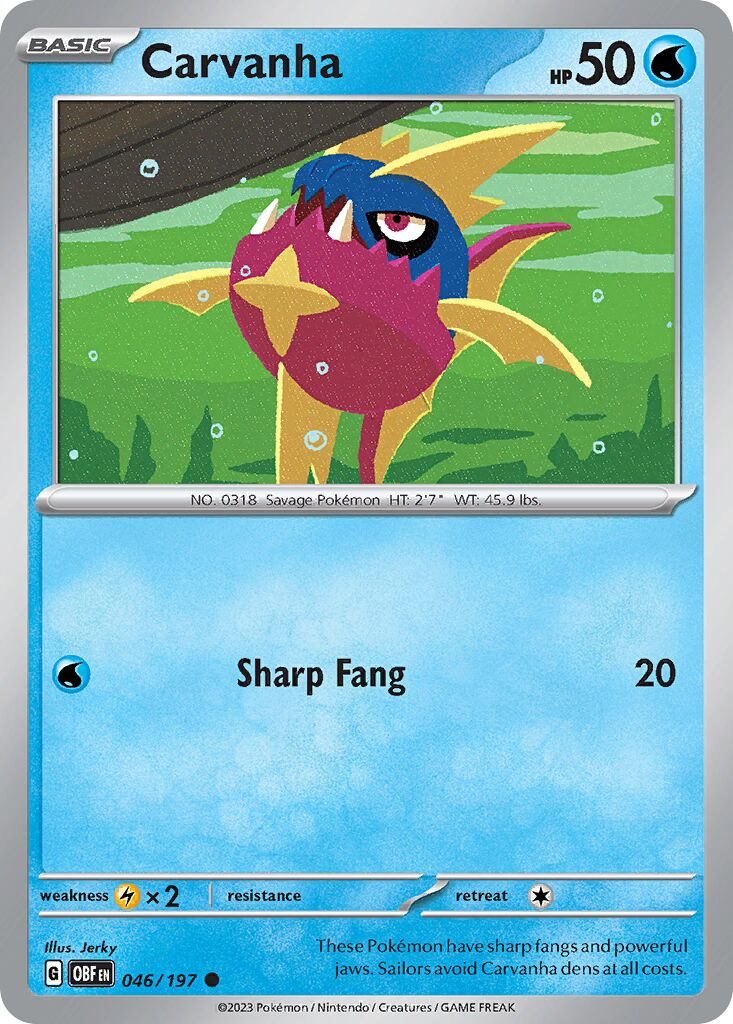 Carvanha 046/197 — Obsidian Flames (English Pokémon TCG card)