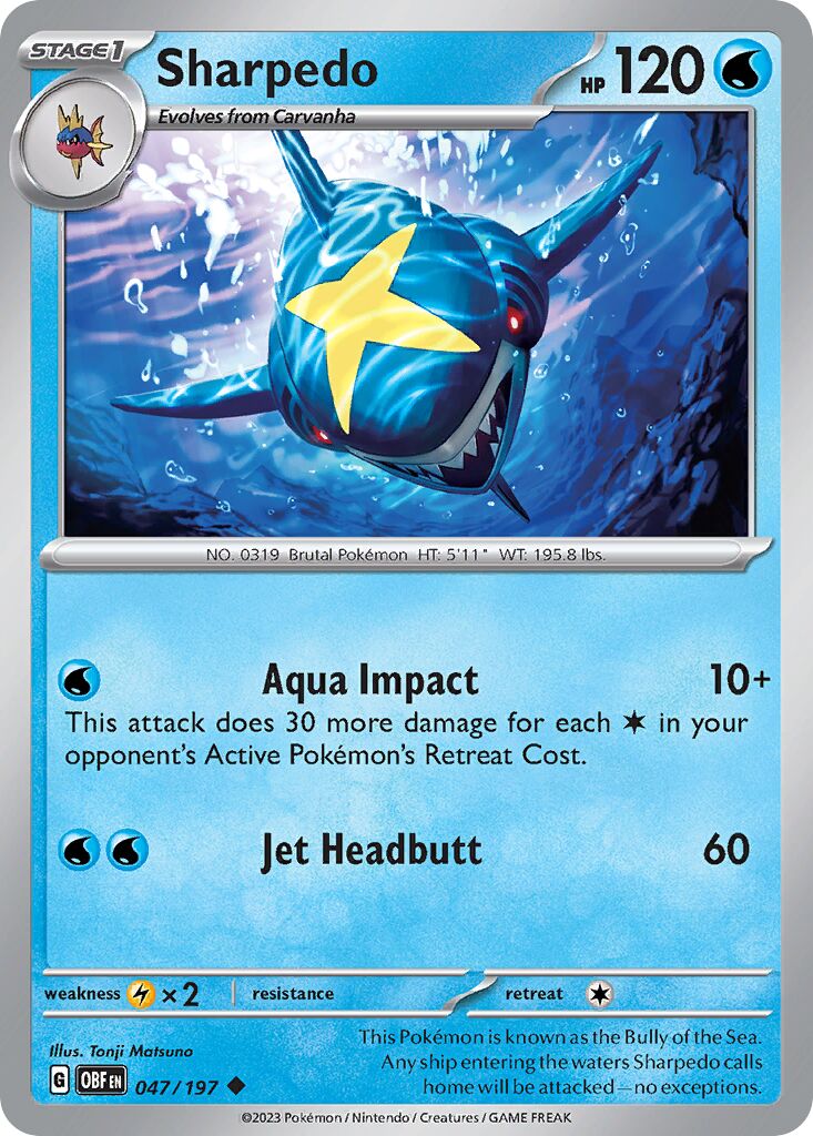 Sharpedo 047/197 — Obsidian Flames (English Pokémon TCG card)