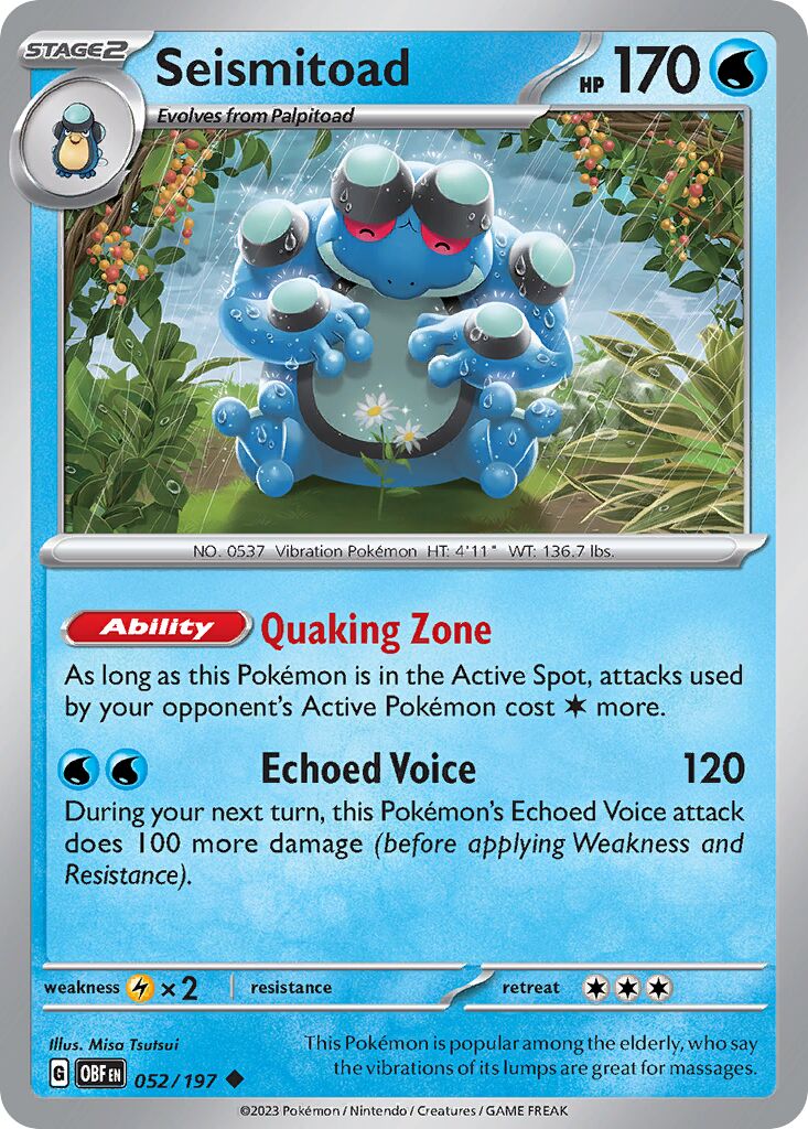 Seismitoad 052/197 — Obsidian Flames (English Pokémon TCG card)