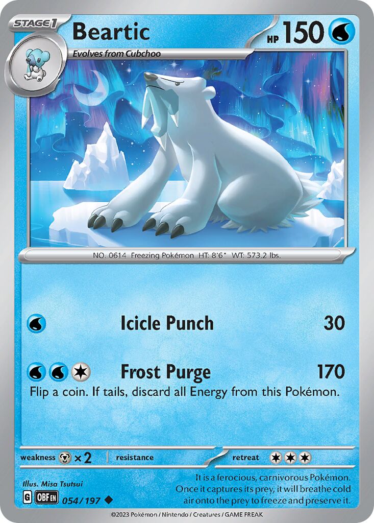 Beartic 054/197 — Obsidian Flames (English Pokémon TCG card)