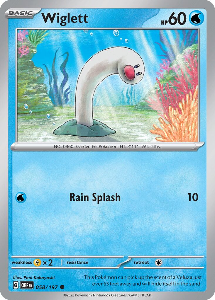 Wiglett 058/197 — Obsidian Flames (English Pokémon TCG card)