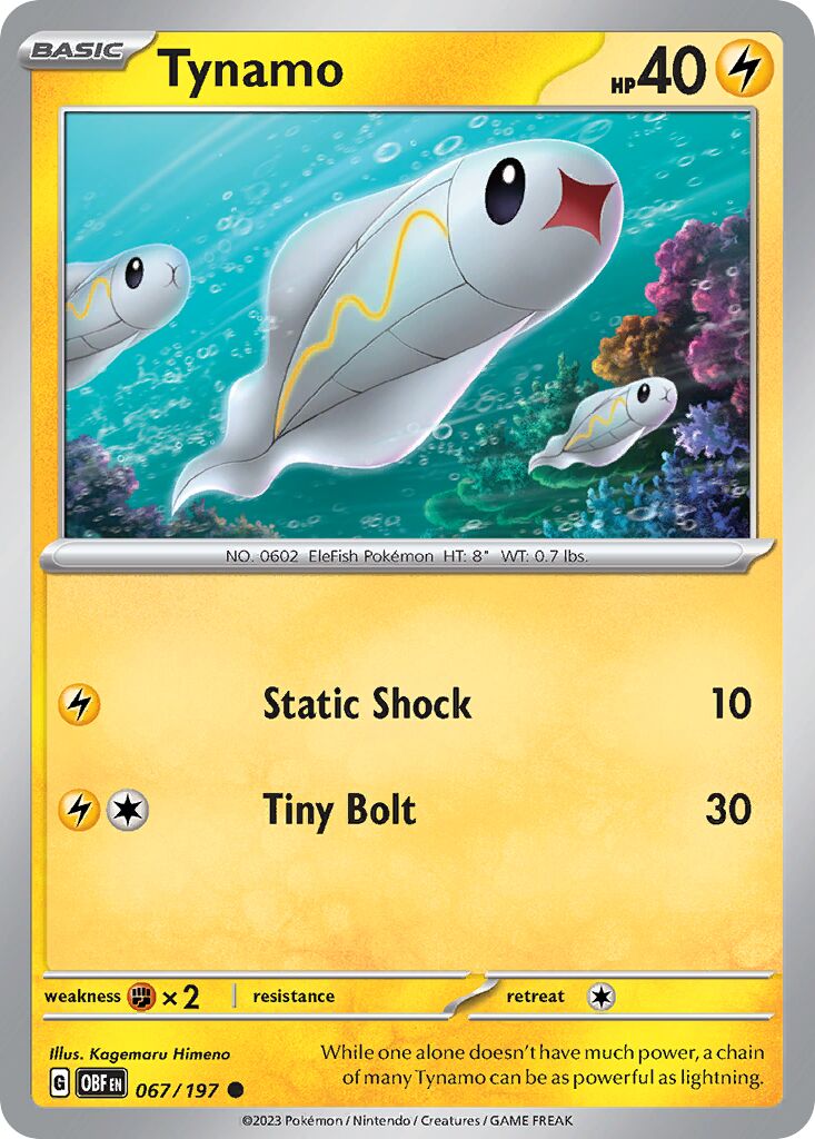 Tynamo 067/197 — Obsidian Flames (English Pokémon TCG card)
