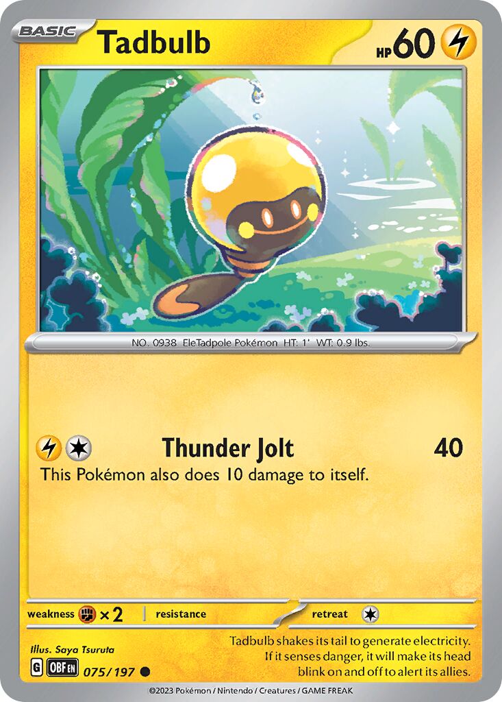Tadbulb 075/197 — Obsidian Flames (English Pokémon TCG card)