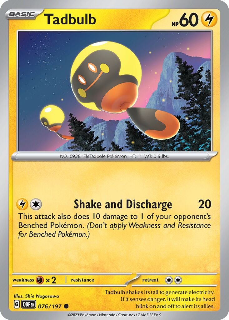 Tadbulb 076/197 — Obsidian Flames (English Pokémon TCG card)