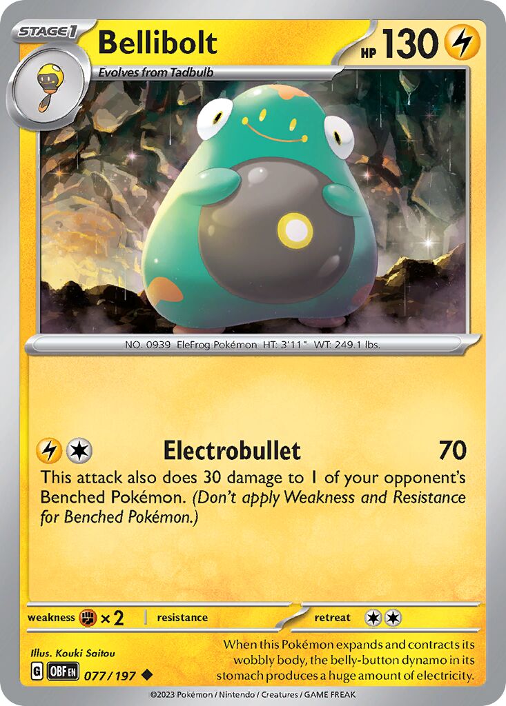 Bellibolt 077/197 — Obsidian Flames (English Pokémon TCG card)