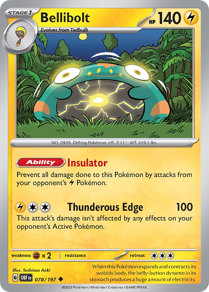 Bellibolt 078/197 — Obsidian Flames (English Pokémon TCG card)