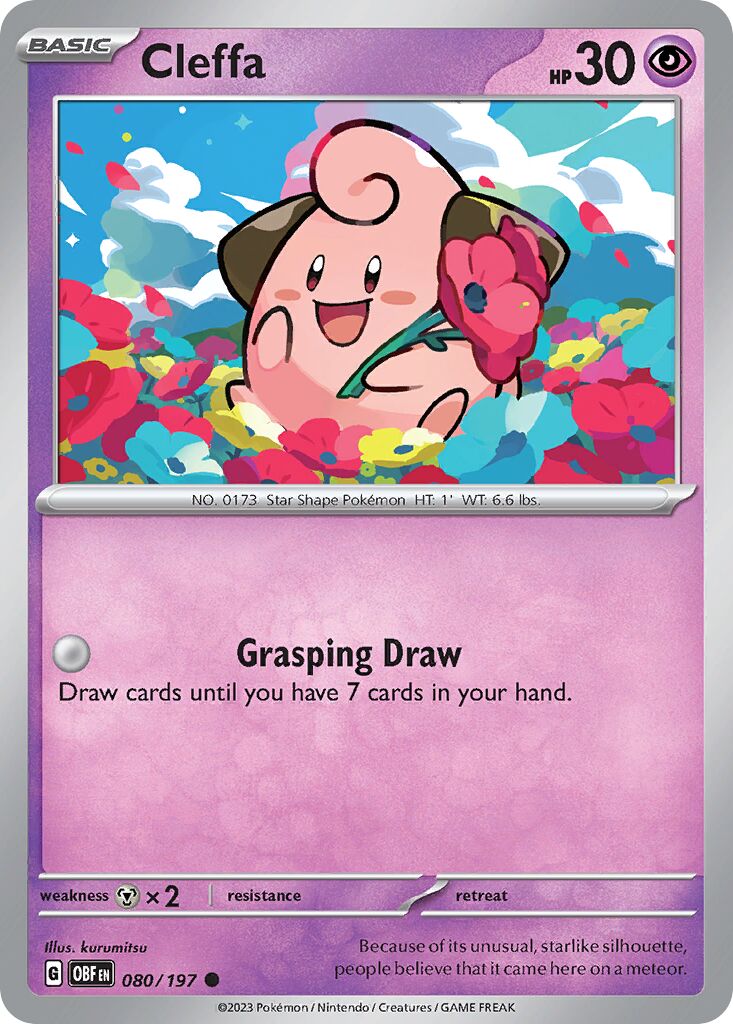 Cleffa 080/197 — Obsidian Flames (English Pokémon TCG card)