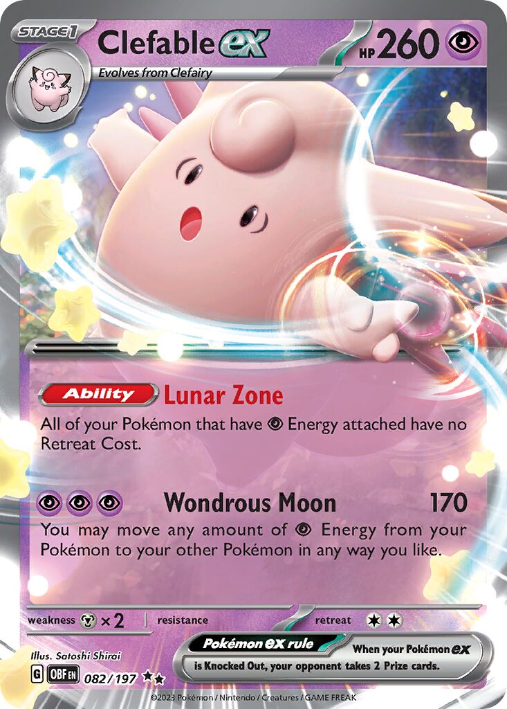 Clefable ex 082/197 — Obsidian Flames (English Pokémon TCG card)