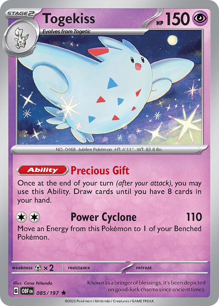 Togekiss 085/197 — Obsidian Flames (English Pokémon TCG card)