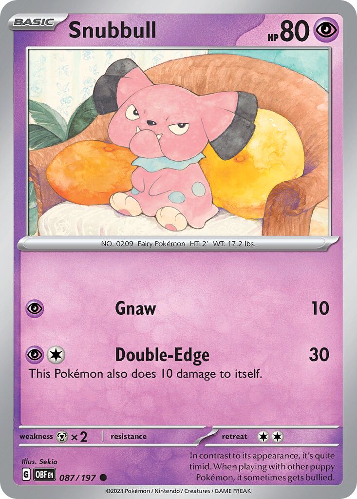 Snubbull 087/197 — Obsidian Flames (English Pokémon TCG card)
