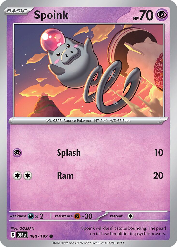 Spoink 090/197 — Obsidian Flames (English Pokémon TCG card)