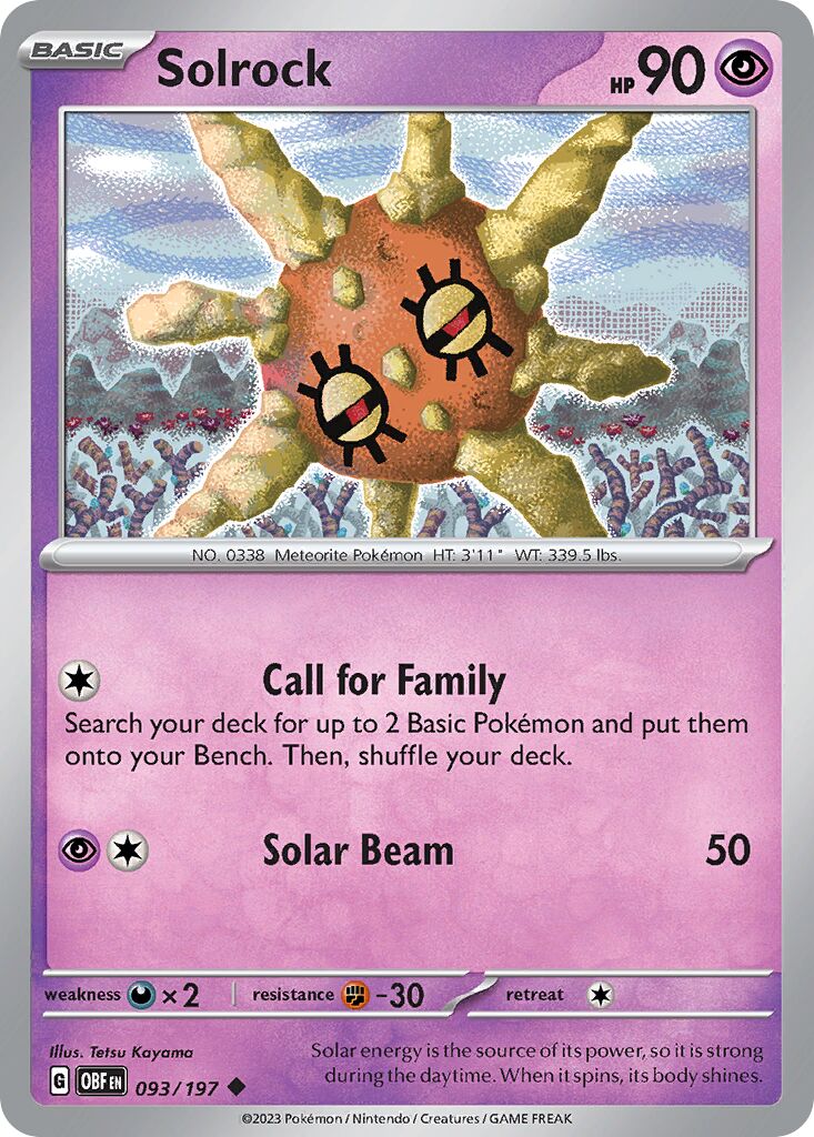 Solrock 093/197 — Obsidian Flames (English Pokémon TCG card)