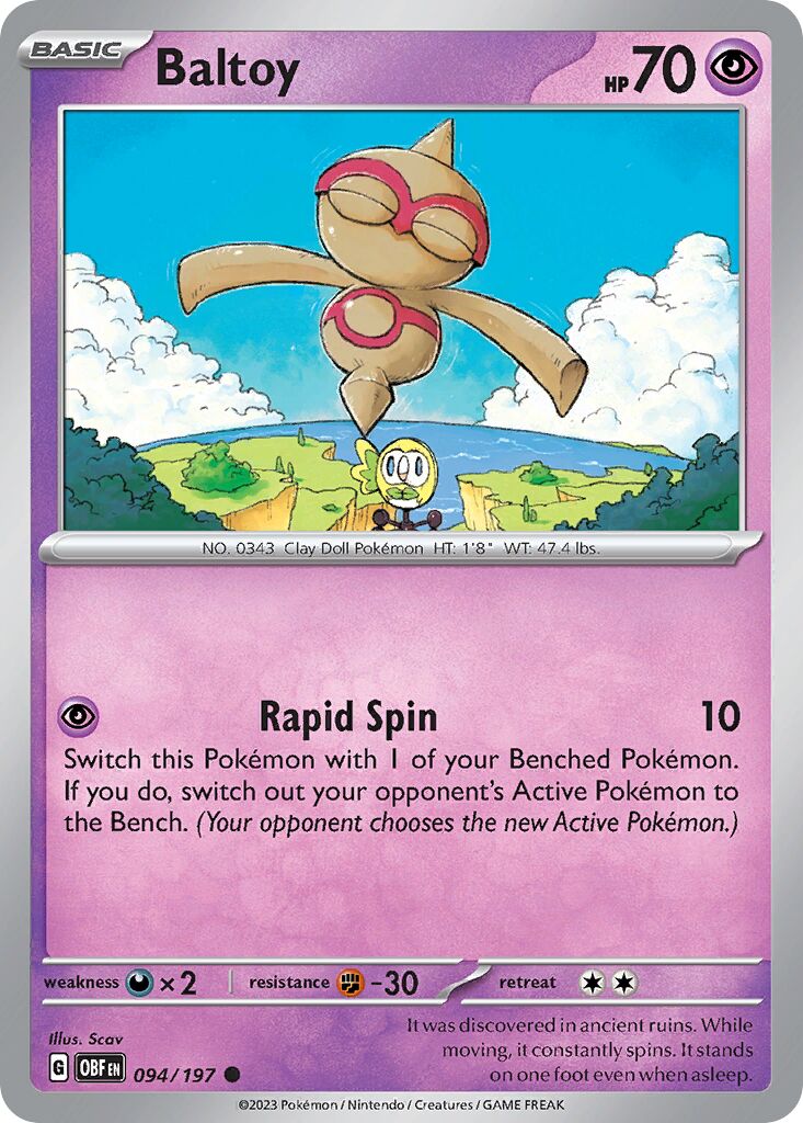 Baltoy 094/197 — Obsidian Flames (English Pokémon TCG card)