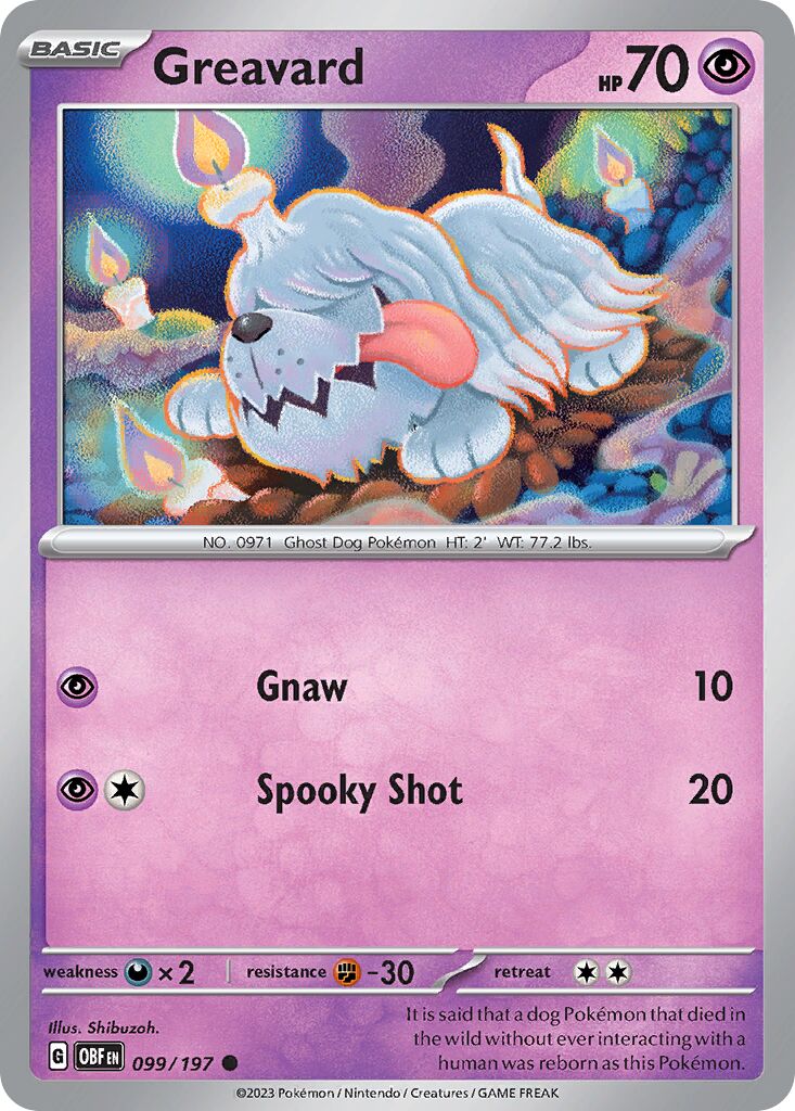 Greavard 099/197 — Obsidian Flames (English Pokémon TCG card)