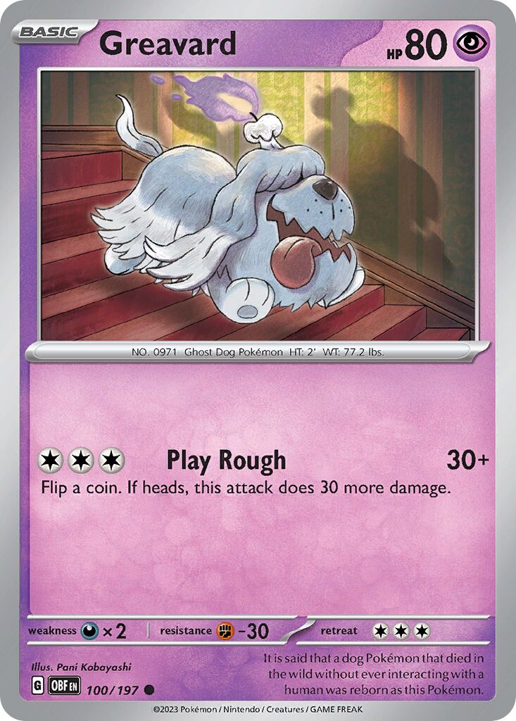 Greavard 100/197 — Obsidian Flames (English Pokémon TCG card)