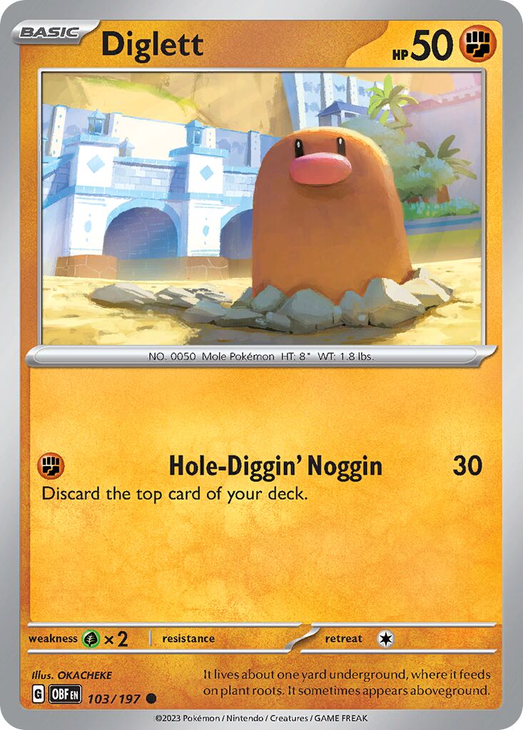 Diglett 103/197 — Obsidian Flames (English Pokémon TCG card)