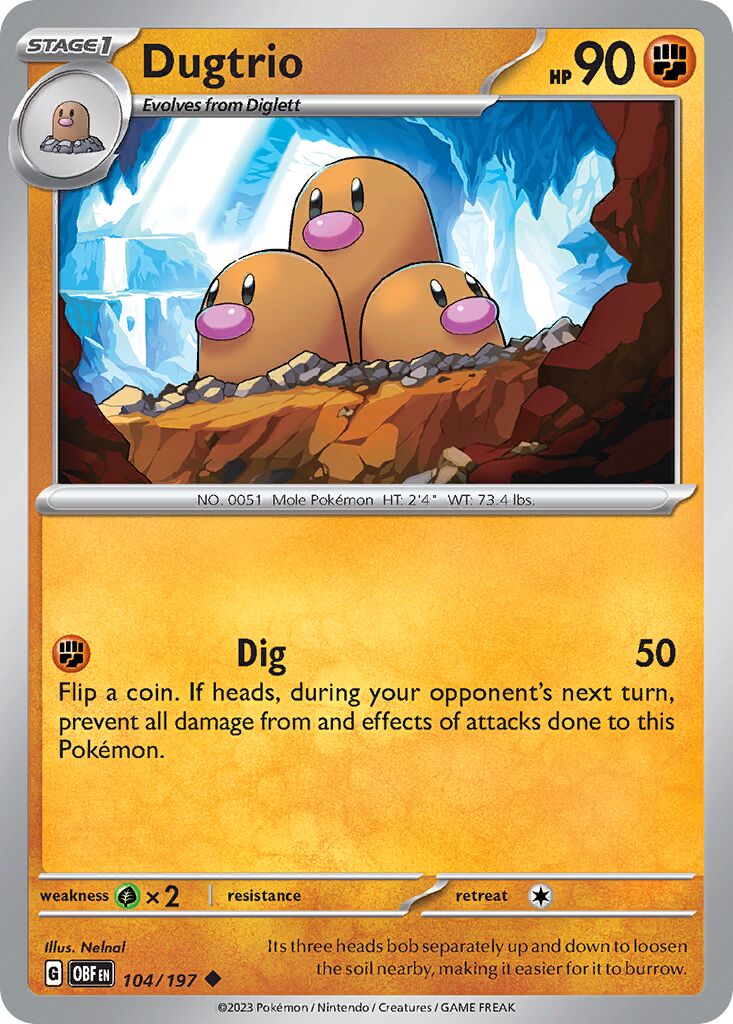 Dugtrio 104/197 — Obsidian Flames (English Pokémon TCG card)
