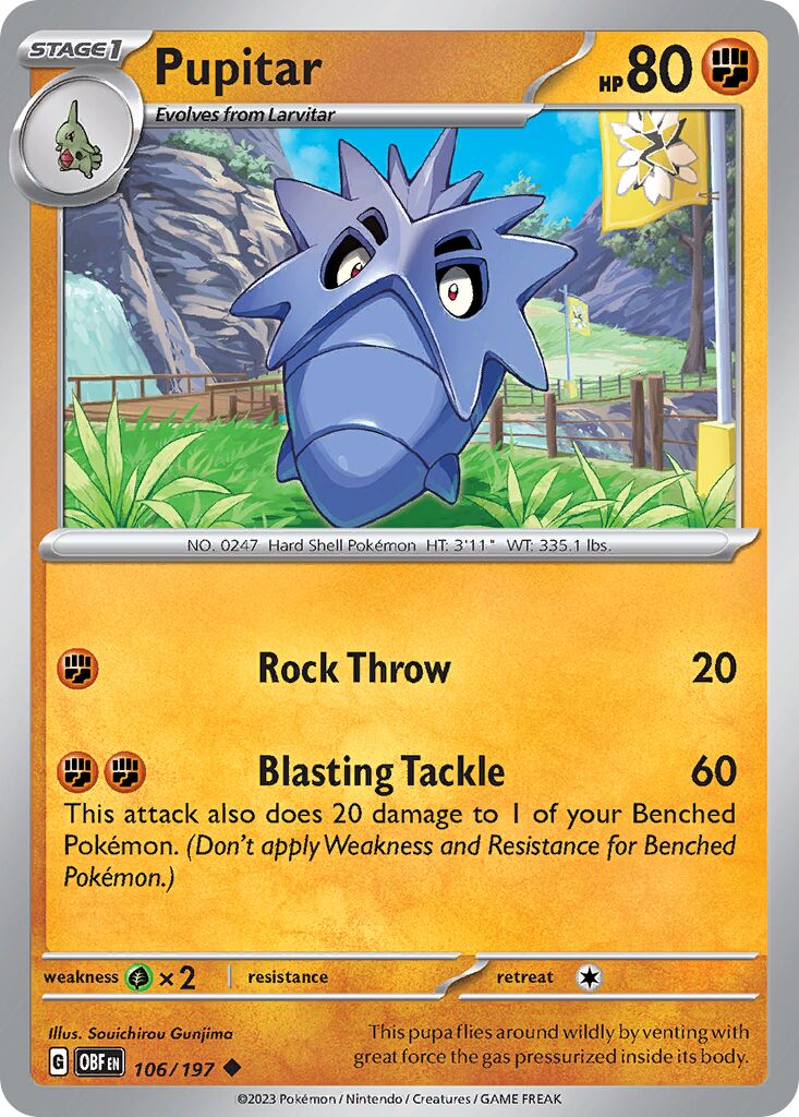 Pupitar 106/197 — Obsidian Flames (English Pokémon TCG card)