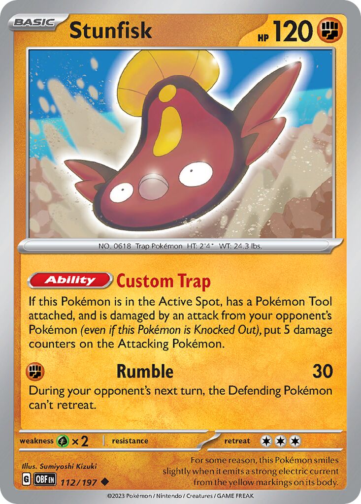 Stunfisk 112/197 — Obsidian Flames (English Pokémon TCG card)