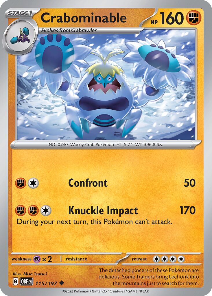Crabominable 115/197 — Obsidian Flames (English Pokémon TCG card)