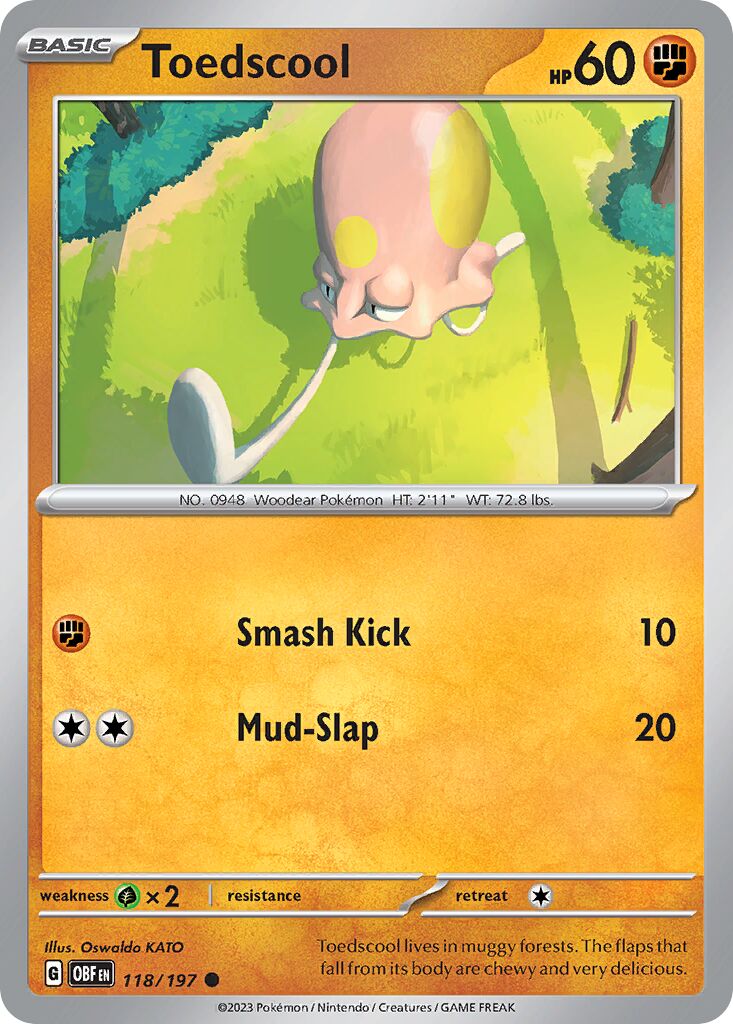 Toedscool 118/197 — Obsidian Flames (English Pokémon TCG card)