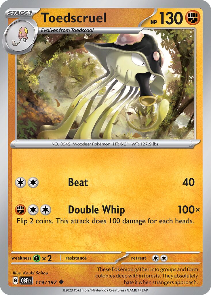 Toedscruel 119/197 — Obsidian Flames (English Pokémon TCG card)