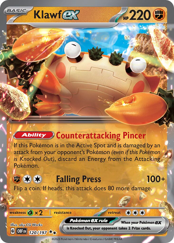 Klawf ex 120/197 — Obsidian Flames (English Pokémon TCG card)