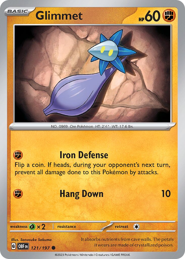 Glimmet 121/197 — Obsidian Flames (English Pokémon TCG card)
