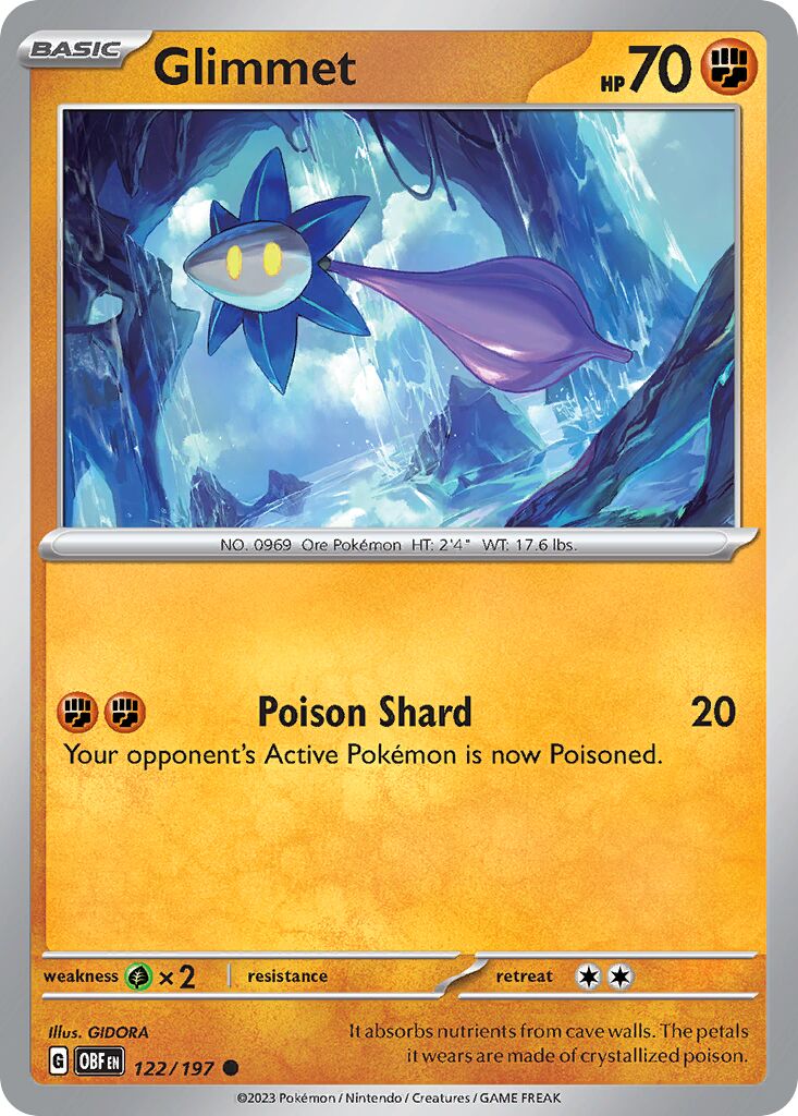 Glimmet 122/197 — Obsidian Flames (English Pokémon TCG card)