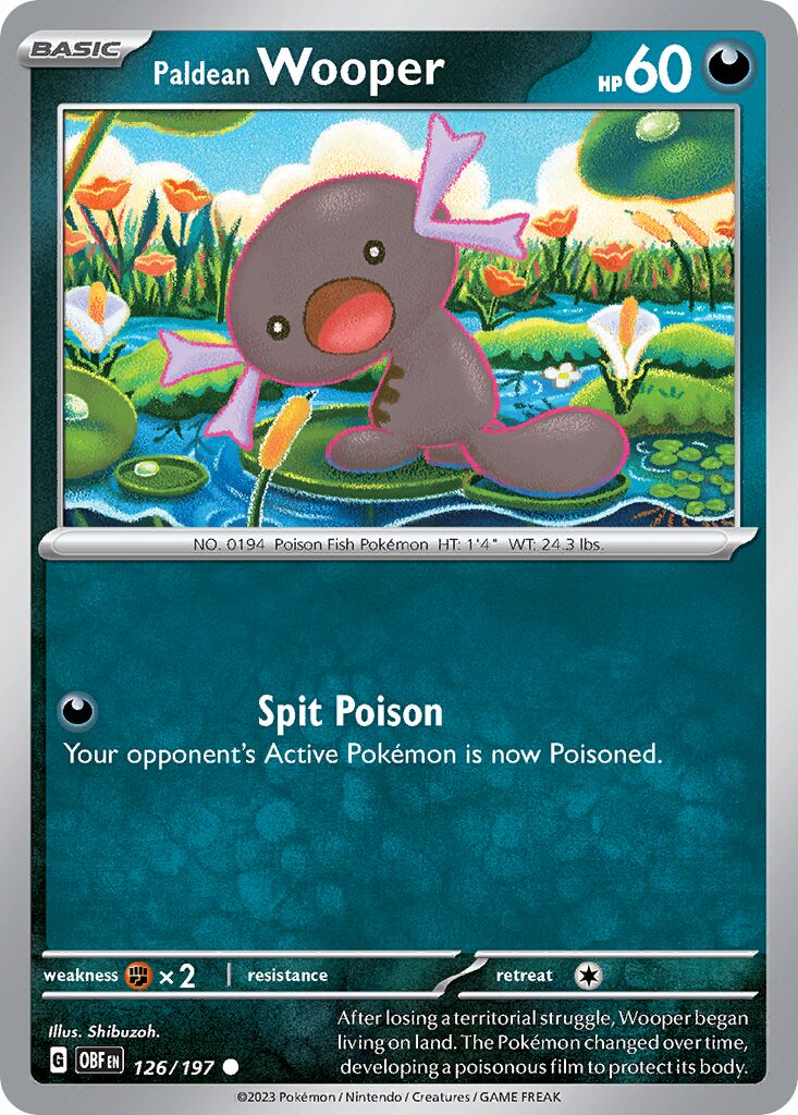 Paldean Wooper 126/197 — Obsidian Flames (English Pokémon TCG card)