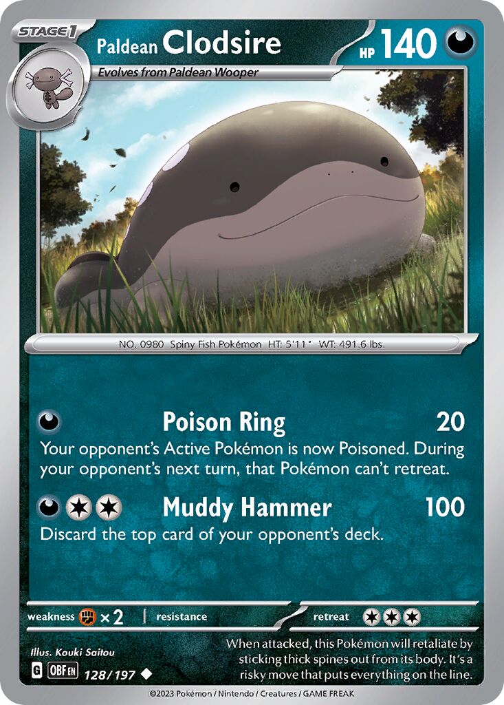 Paldean Clodsire 128/197 — Obsidian Flames (English Pokémon TCG card)