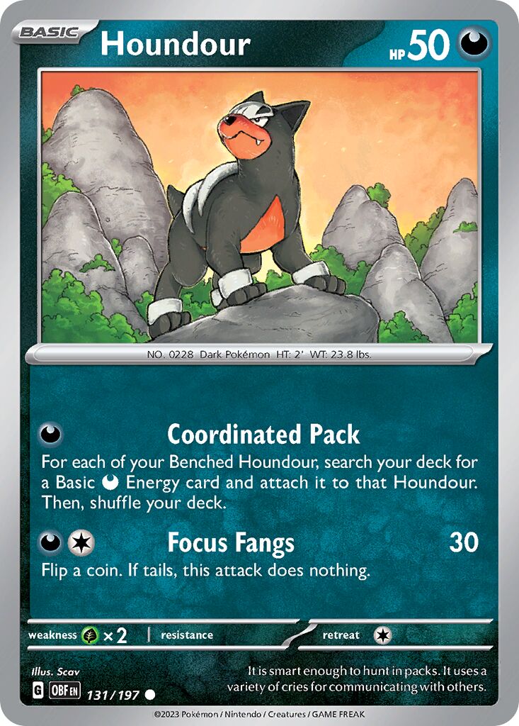 Houndour 131/197 — Obsidian Flames (English Pokémon TCG card)