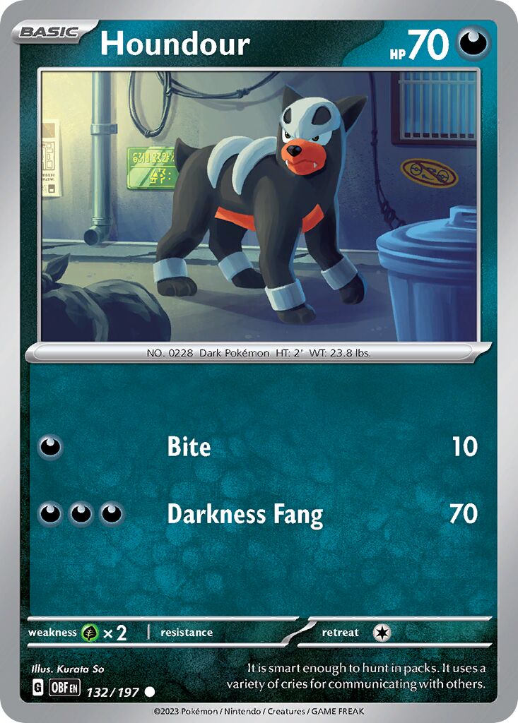 Houndour 132/197 — Obsidian Flames (English Pokémon TCG card)