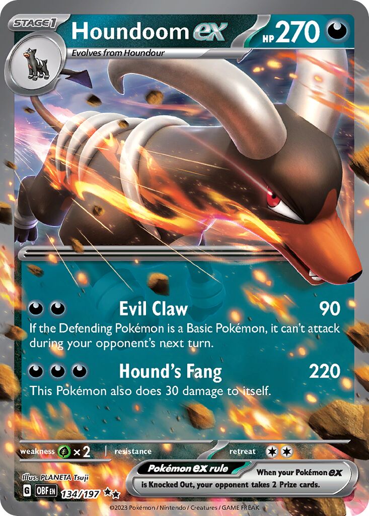 Houndoom ex 134/197 — Obsidian Flames (English Pokémon TCG card)