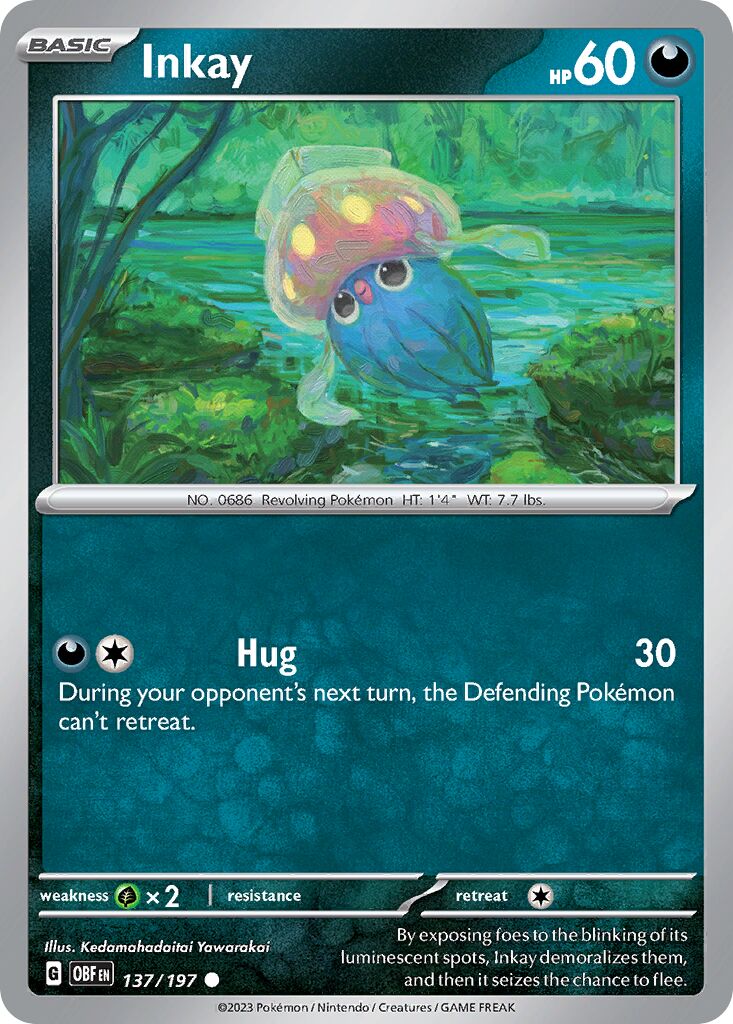 Inkay 137/197 — Obsidian Flames (English Pokémon TCG card)