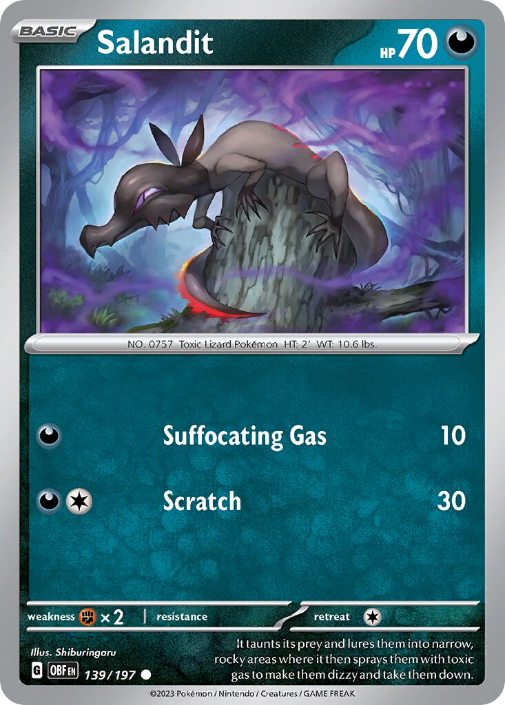 Salandit 139/197 — Obsidian Flames (English Pokémon TCG card)