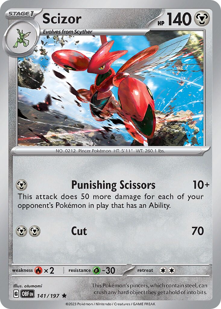 Scizor 141/197 — Obsidian Flames (English Pokémon TCG card)