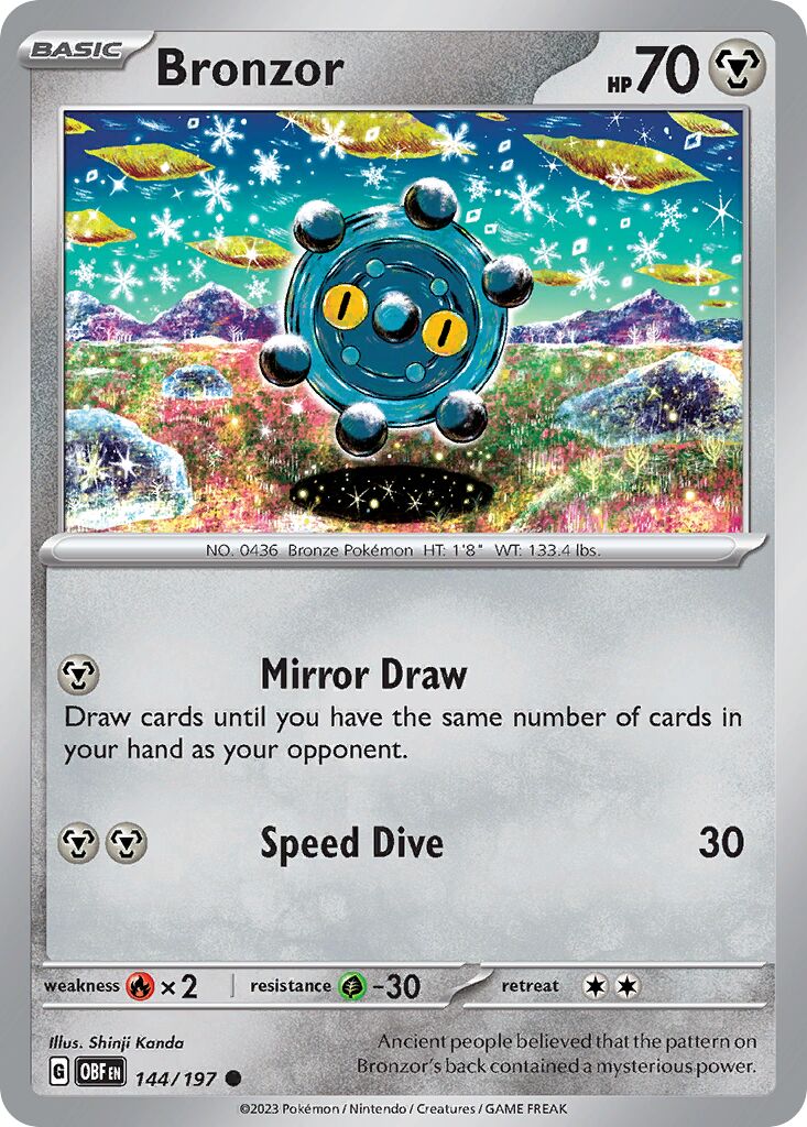 Bronzor 144/197 — Obsidian Flames (English Pokémon TCG card)
