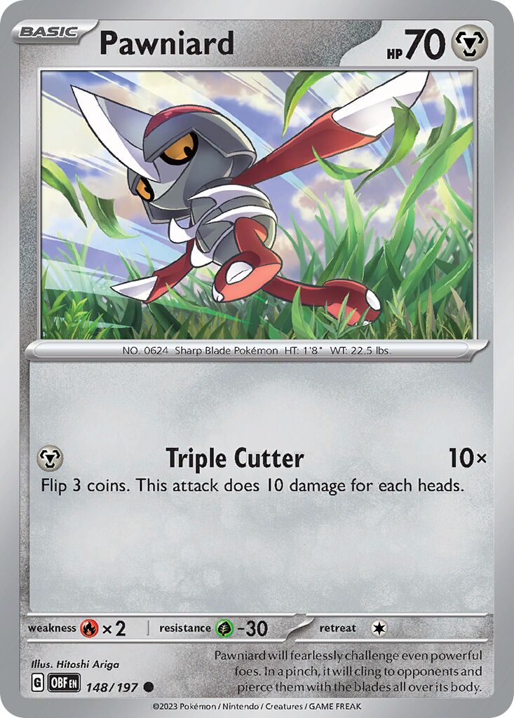 Pawniard 148/197 — Obsidian Flames (English Pokémon TCG card)