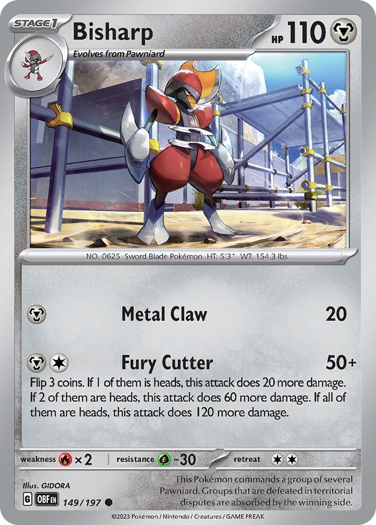 Bisharp 149/197 — Obsidian Flames (English Pokémon TCG card)
